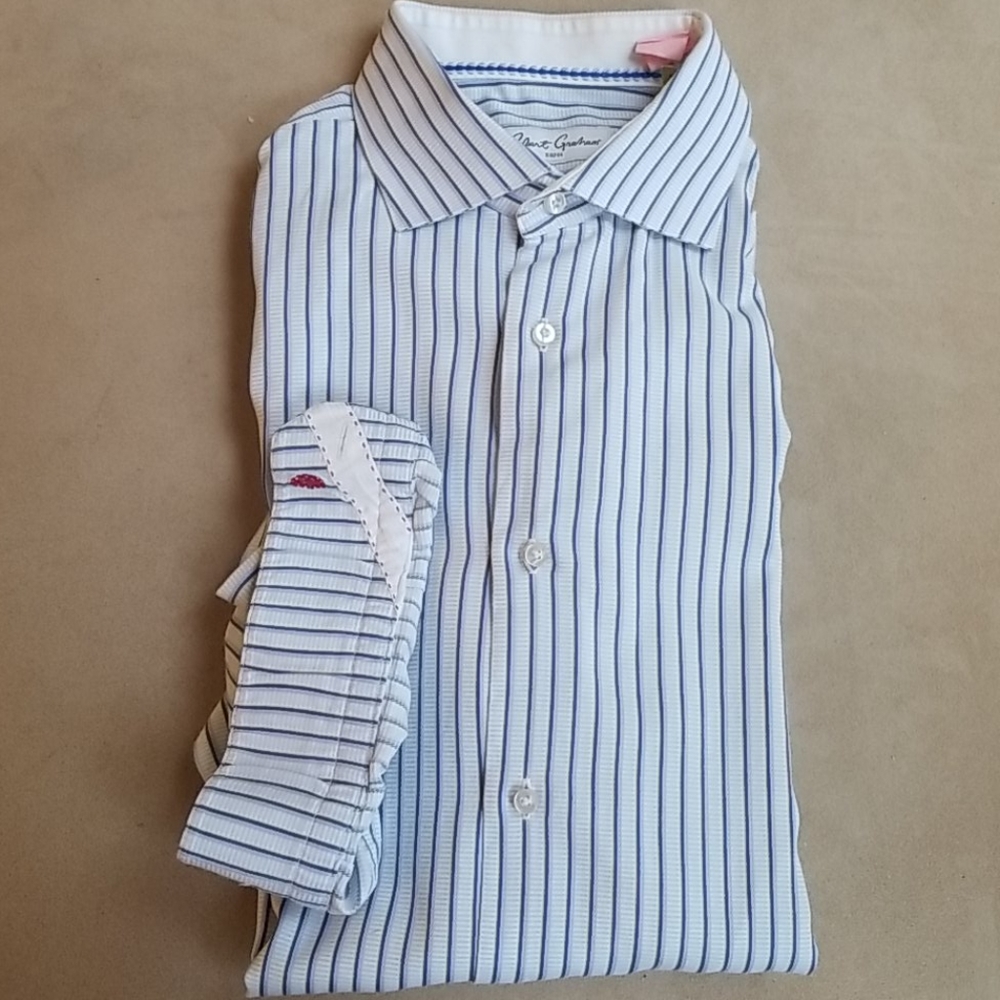 Robert Graham 17 43 Blue Striped Button down